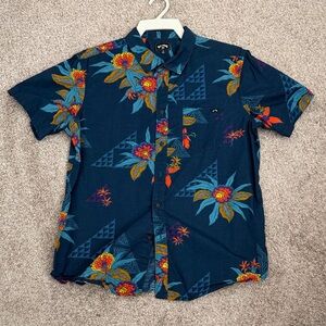 Billabong Navy Floral Short-Sleeve Button-Down Shirt